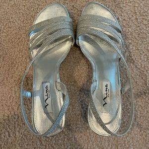 Open-toed Silver Dress Shoes